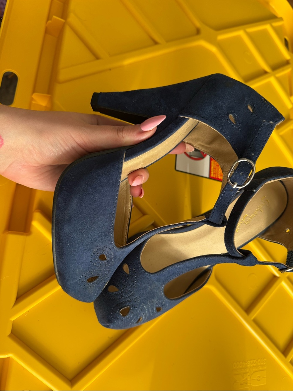 Vintage inspired Navy T-Strap High Heels
